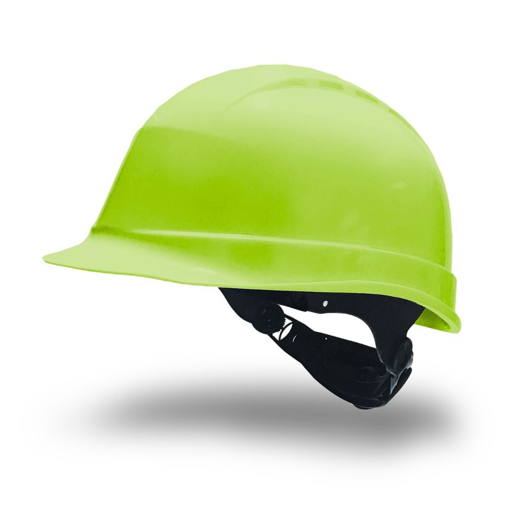 Casco básico ruleta ventilado con atalaje textil HV