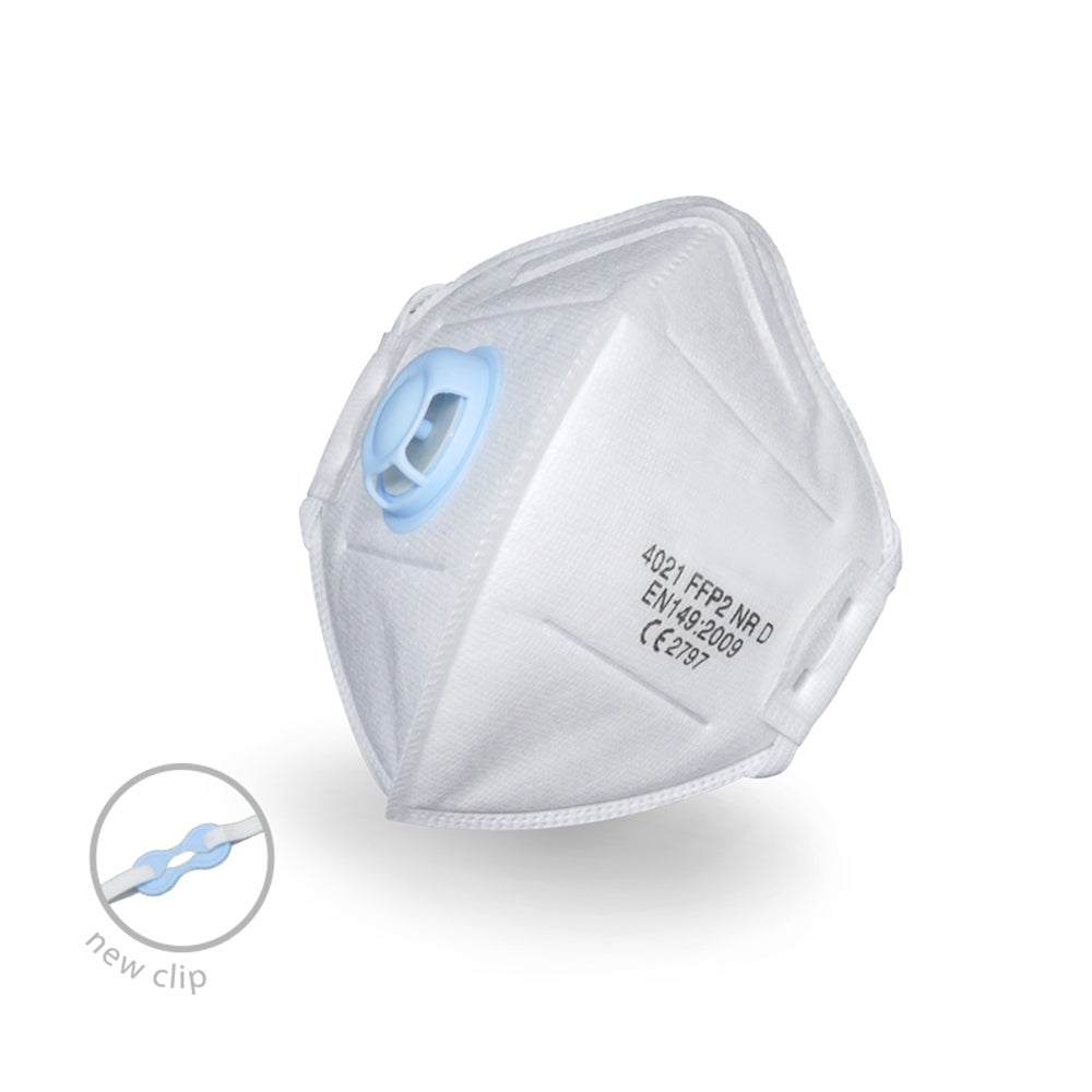 Mascarilla plegable FFP2 con válvula. Pack 12 uds