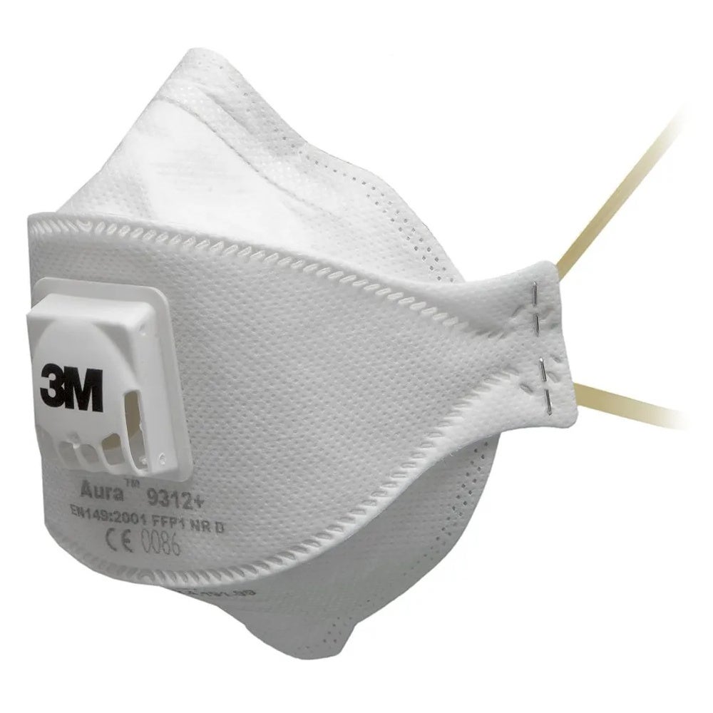 Mascarilla Aura 9312+ FFP1 plegada c/válvula. Caja 10 Ud