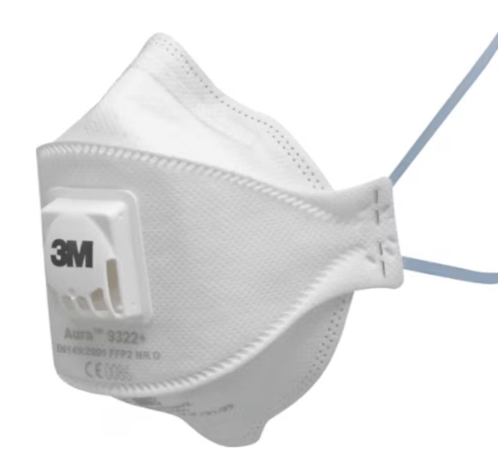 Mascarilla Aura 9322+ FFP2 plegada c/válvula. Caja 10 Ud