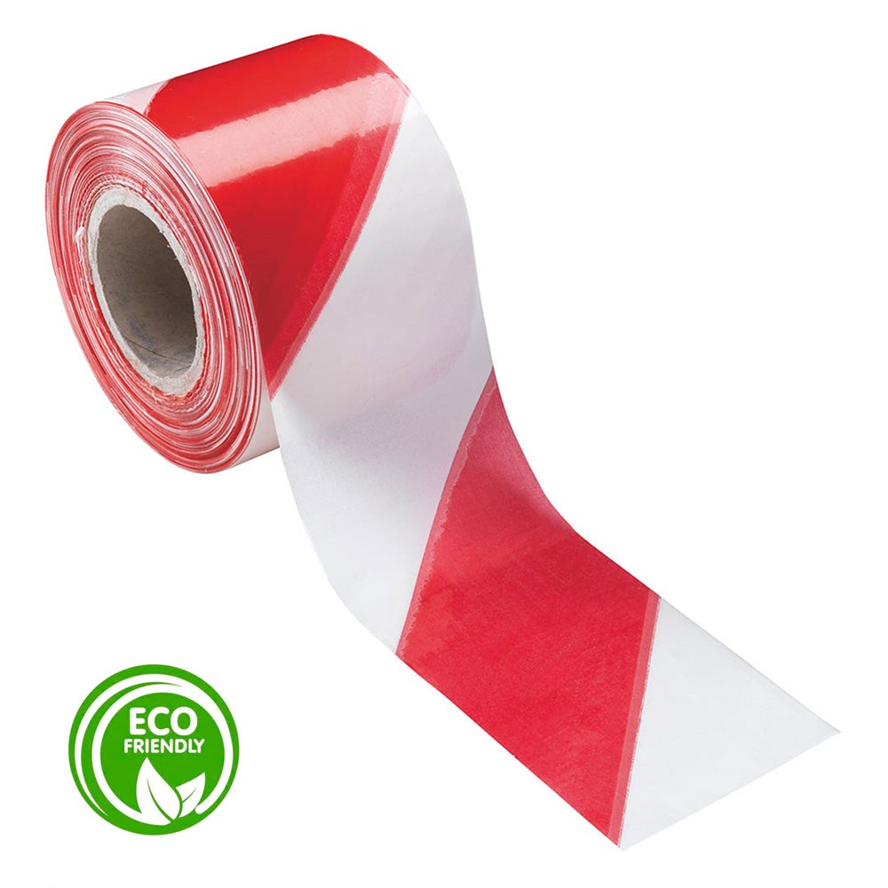 Cinta balizamiento biodegradable 200 m x 7 cm Blanco y rojo