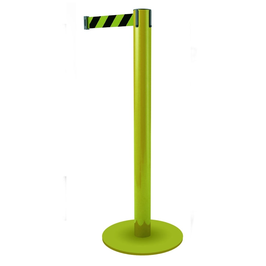 Poste amarillo con cinta retráctil 3,7 m textil Amarillo y Negro
