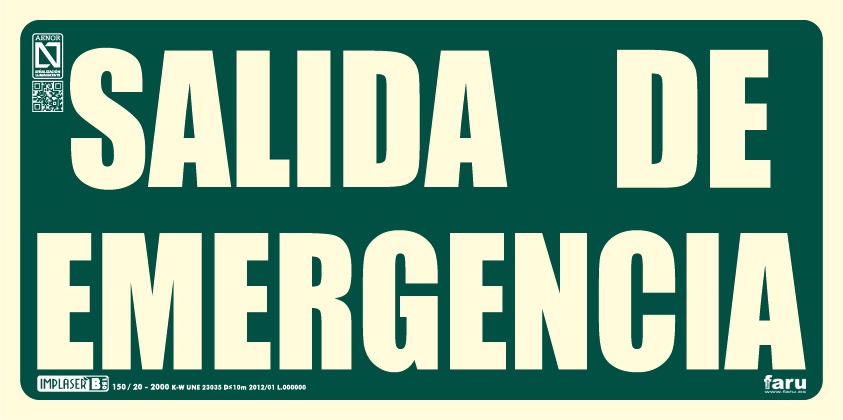 Salida de emergencia 32 x 16 cm