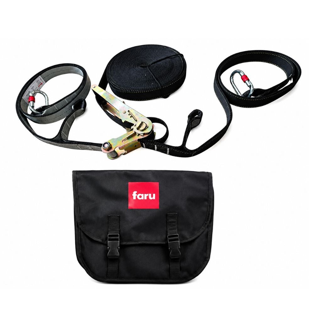 Línea vida horizontal 20 m cinta (44 MM) + conectores + bolsa | 2 Usuarios